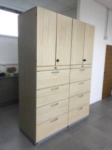 Set of 2 Storage Cupboards with shelving and suspension filing – Maple
