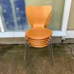 BEECH SQUARE BACK WOODEN STACKING CHAIRS WITH CHROME LEGS – £15 +VAT – QUANTITY AVAILABLE