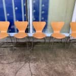 BEECH SQUARE BACK WOODEN STACKING CHAIRS WITH CHROME LEGS – £15 +VAT – QUANTITY AVAILABLE