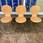 BEECH ROUND BACK WOODEN STACKING CHAIRS WITH CHROME LEGS – £10 + VAT EACH – QUANTITY AVAILABLE