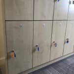 3 Door Wooden Lockers in Maple – W/Keys – 16 lockers available