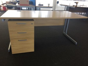 quality used straight desks 1600mmx800mm with mobile drawer units