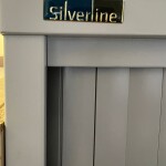 Used metal tambour door cupboards with shelves