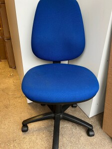 Used blue fabric high back operators chairs