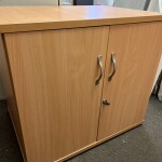 Used Desk High Cupboards Beech Finish