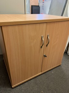 Used Desk High Cupboards Beech Finish