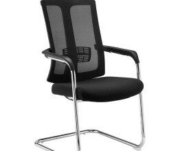 Ronan Chrome Cantilever Frame Conference Chair With Mesh Back BLACK