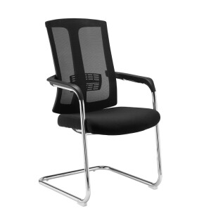 Ronan Chrome Cantilever Frame Conference Chair With Mesh Back BLACK