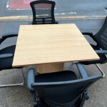 Used Beech Square Meeting Table with 4 mesh chairs