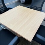 Used Beech Square Meeting Table with 4 mesh chairs