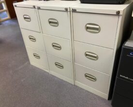 Used Silverline 3 drawer metal filing cabinets with keys