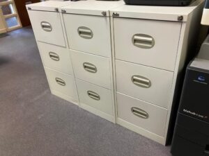 Used Silverline 3 drawer metal filing cabinets with keys