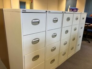 Used Silverline 4 drawer metal filing cabinets – Grey