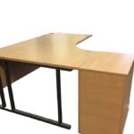 Used 1600mm Ergo desks with pedestal set