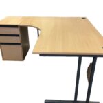 Used 1600mm Ergo desks with pedestal set