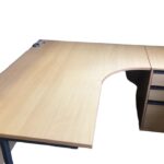 Used 1600mm Ergo desks with pedestal set
