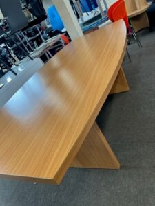 BRAND NEW MEETING TABLE BOAT/BARRELL SHAPED TOP—HALF PRICE AT £199+ VAT !!