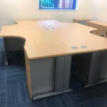 Used set of 4 ergo desks with mobile drawers