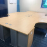 Used set of 4 ergo desks with mobile drawers
