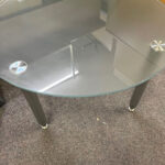 Used round frosted glass top coffee table