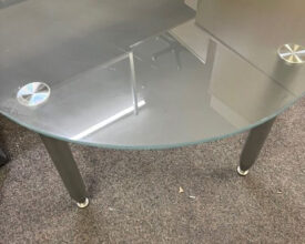 Used round frosted glass top coffee table