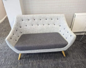 Used sofa with matching arm chair grey fabric