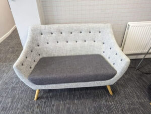 Used sofa with matching arm chair grey fabric
