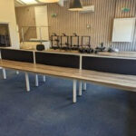 Quality used bench desking – complete with cable management and screens