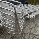 Used aluminium bistro arm chairs