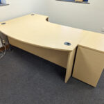 Bow front executive desk with pedestal