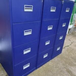 Used 4 drawer file cabinets blue with keys £99 + VAT