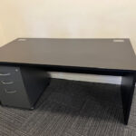 Used Black Desk with Grey Pedastal