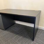 Used Black Desk with Grey Pedastal